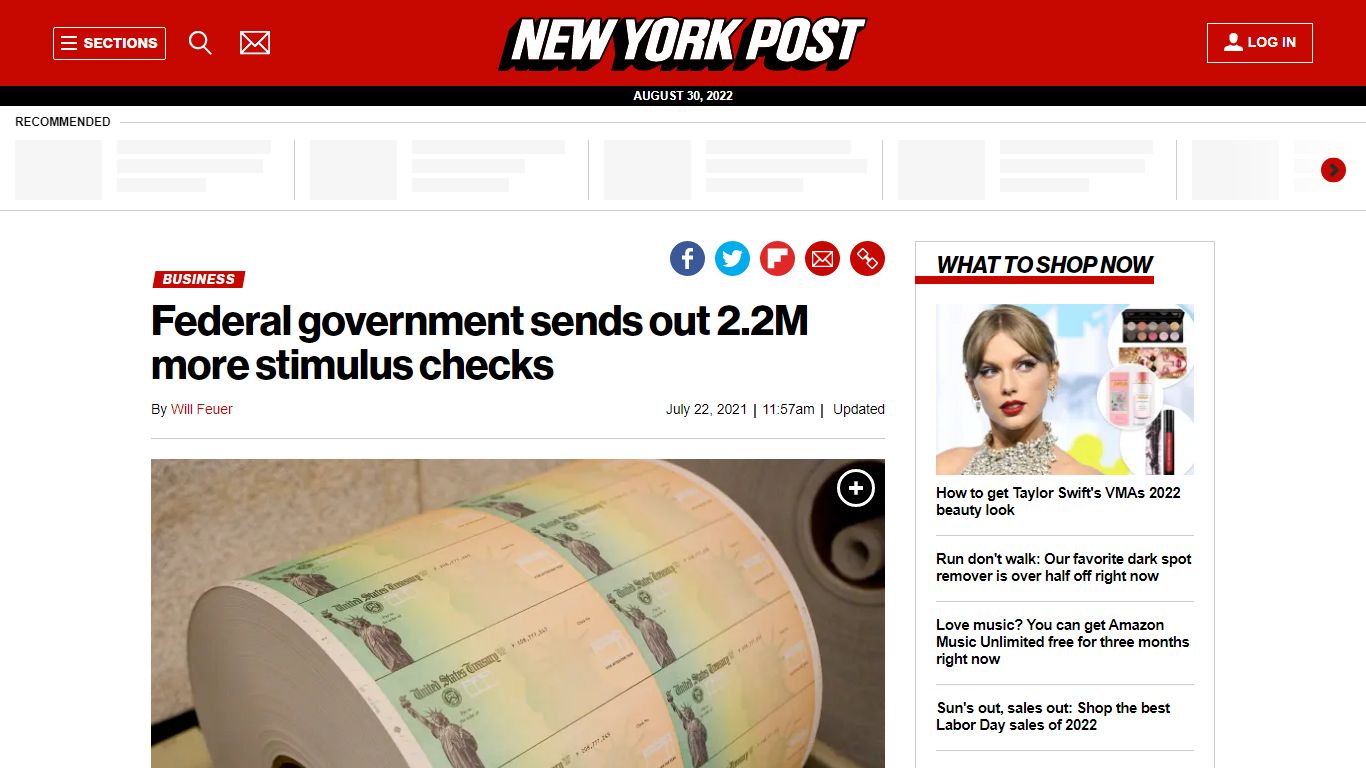 Federal government sends out 2.2M more stimulus checks - New York Post